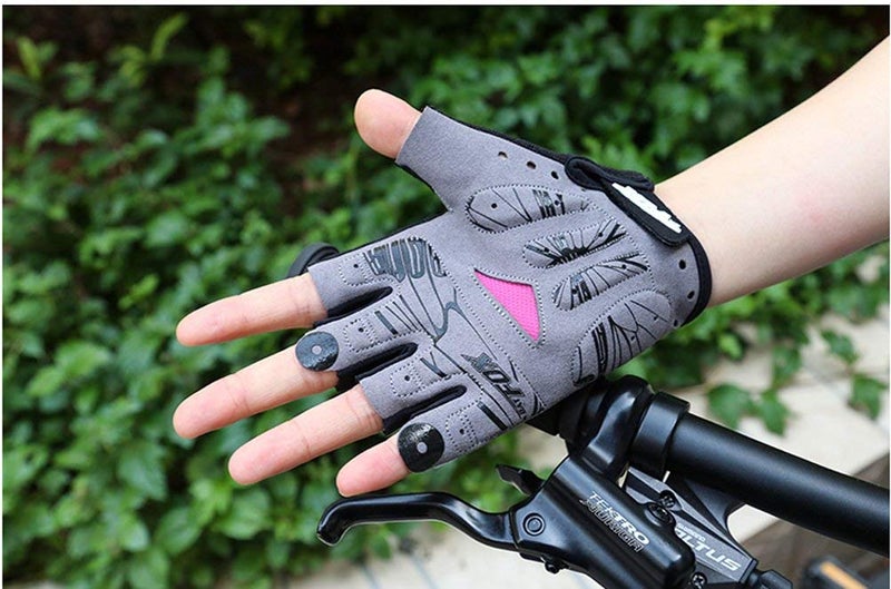 DuShow Women Half Finger Cycling Gloves,Gel Padded Anti-Slip Shock-Absorbing Mountain Road Bicycle Biking Bike Short Fingerless Gloves(Pink,L) - Image 5